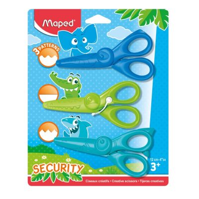 Tesoura Escolar 12cm Kit C/3 Corte Criativo Security Maped