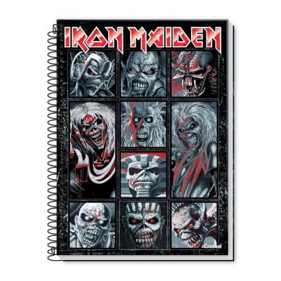 Caderno Universitario Capa Dura 10x01 200fls Iron Maden Credeal - Capa4