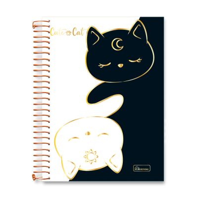 Caderno Colegial Capa Dura 1x1 80fls Cute Cat Cadersil - Capa2