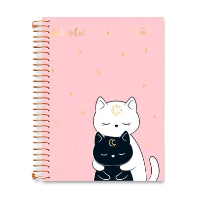 Caderno Colegial Capa Dura 1x1 80fls Cute Cat Cadersil - Capa4
