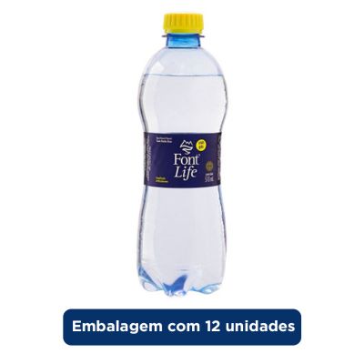Agua Mineral Com Gas 510ml C/12 Garrafas Font Life
