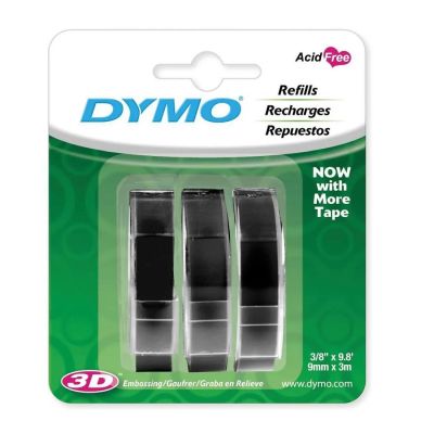 Fita Rotuladora Dymo Vinilica 9mm X 3m C/3 Unidades Preto