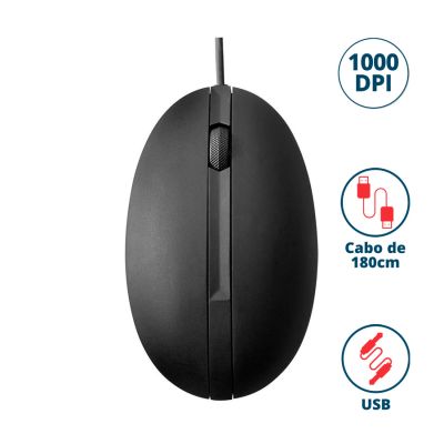 Mouse Com Fio Preto Usb 320m 9va80aa Hp Ww
