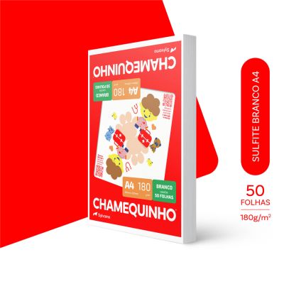 Papel Sulfite A4 180g 60kg Chamequinho Branco 50fls