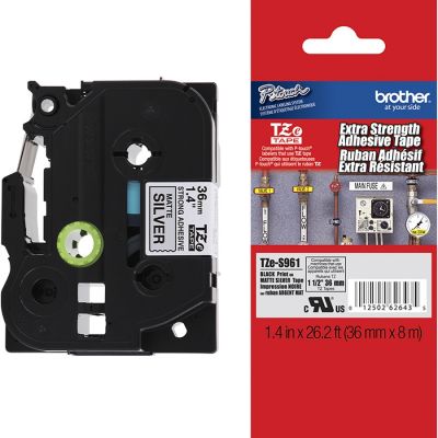 Fita Rotuladora Brother 36mmx8m Prata Escrita Preta Tzes961