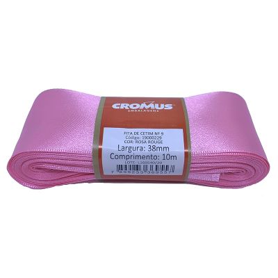 Fita Cetim Liso Rosa Rouge 38mmx10m N9 Cromus