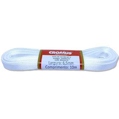 Fita Cetim Liso Branco 6,5mmx10m N1 Cromus