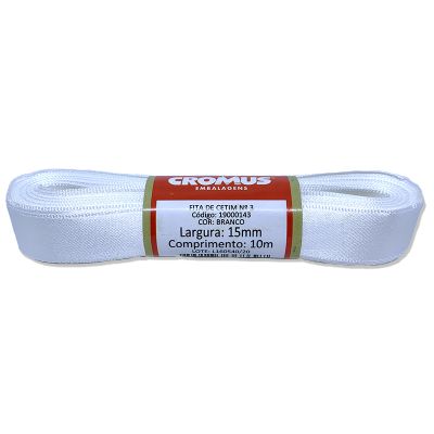 Fita Cetim Liso Branco 15mmx10m N3 Cromus