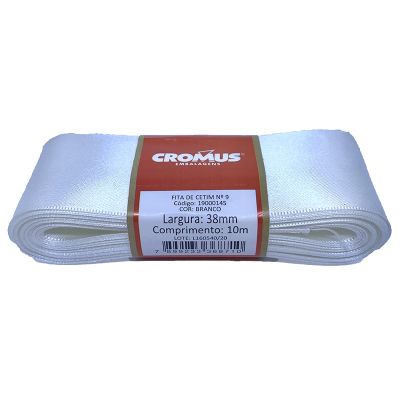Fita Cetim Liso Branco 38mmx10m N9 Cromus