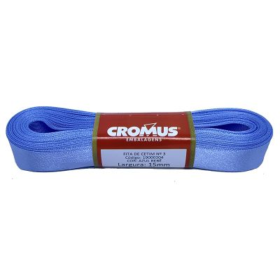 Fita Cetim Liso Azul Bebe 15mmx10m N3 Cromus