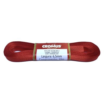 Fita Cetim Liso Vermelho 6,5mmx10m N1 Cromus