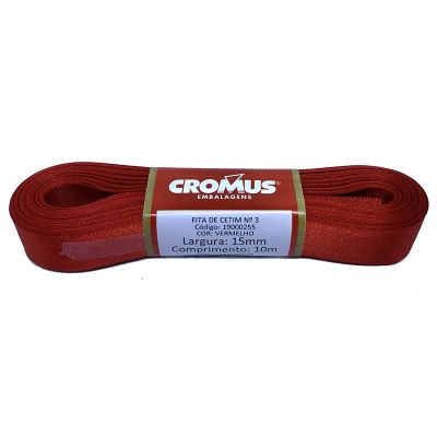 Fita Cetim Liso Vermelho 15mmx10m N3 Cromus