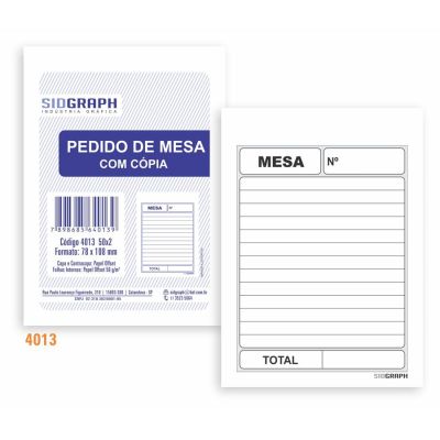 Guia Comercial Pedido De Mesa 2 Vias 78 X 108mm 4013 Sidgraph