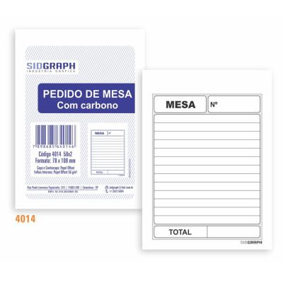 Guia Comercial Pedido De Mesa 2 Vias 78 X 107mm Carbonado 4014 Sidgraph