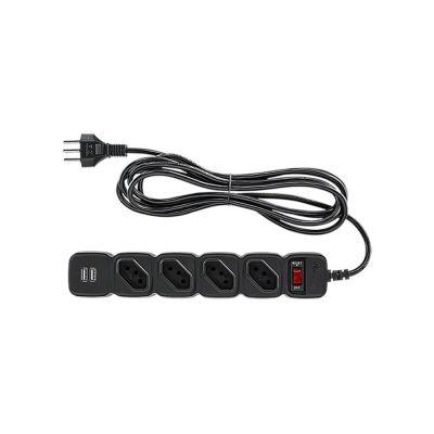 Filtro De Linha C/4 Tomadas E 2 Portas Usb Preto Epe 204 Intelbras
