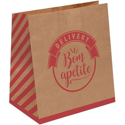 Saco De Papel Kraft 70 Gramas Decorado Bom Apetite Delivery C/50 Ww