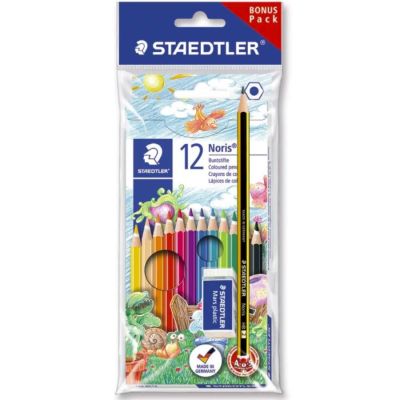 Lapis De Cor 12 Cores Kit Lapis Preto E Borracha Mars 61 Set6 Staedtler