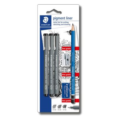 Conjunto Caneta Hidrografica Pigment Liner/lapis/borracha/apontador 308 Sbk3p Staedtler