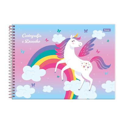 Caderno Cartografia Espiral Capa Dura 80fls Unicornio Foroni