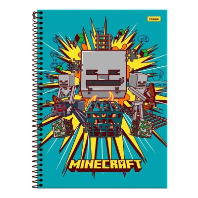 Caderno Universitario Capa Dura 10x1 160fls Minecraft Foroni - Capa 1