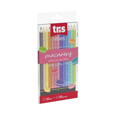 Lapis De Cor 12 Cores Macarons Vibes + 1 Lapis 6b Tris