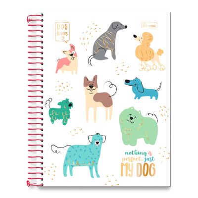 Caderno Universitario Capa Dura 1x1 80fls Dog Lovers Cadersil