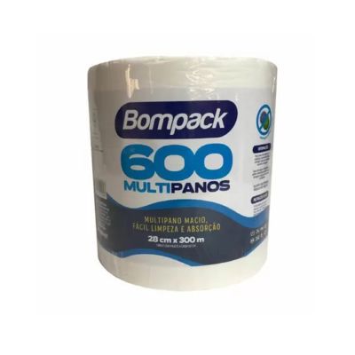 Pano Multiuso Branco Rolo De 28cm X 300m Bompack