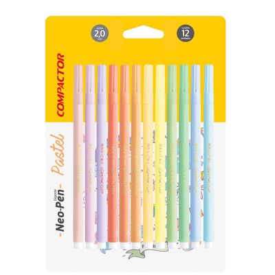 Caneta Hidrografica Gigante C/12 Cores Neo Pen Pastel Compactor