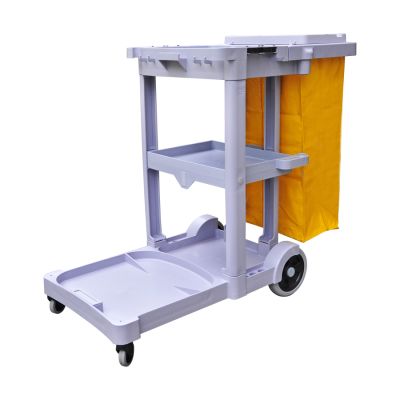 Carro Funcional De Limpeza America Cinza C/ Bolsa Amarela Bralimpia