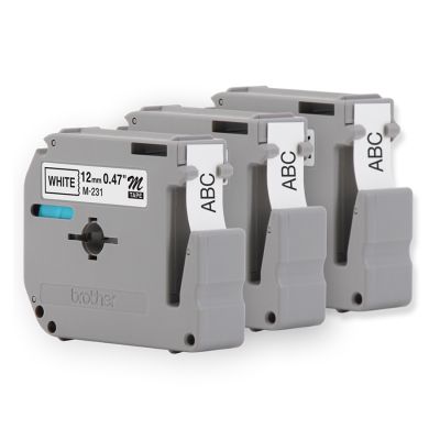Fita Rotuladora Brother 12mmx8m Branca Escrita Preta M231m3 C/3 Unidades 