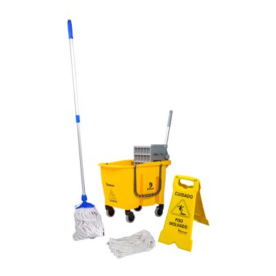 Kit Balde Espremedor Doblo 30l Amarelo C/ Rodas Bralimpia