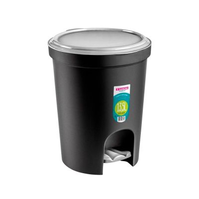 Cesto De Lixo 13,5l Plastico C/ Pedal Preto Sr275/20 Sanremo
