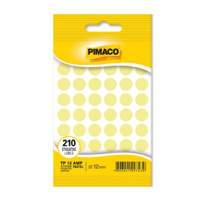 Etiqueta Adesiva Redonda Tp-12 Amarela Pastel C/5 Fls Pimaco