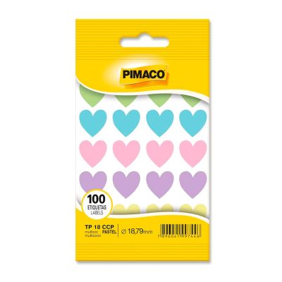 Etiqueta Adesiva Coracao Tp-18 Multicolor Pastel C/5 Fls Pimaco