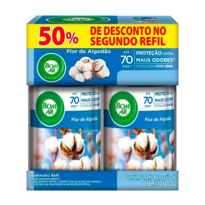 Refil Odorizador Bom Ar Freshmatic Flor De Algodao C/2 250ml