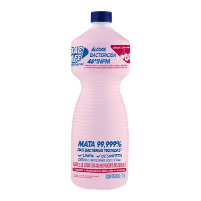 Alcool Liquido Bac Safe 46% Cereja Avela 1l Quimidrol