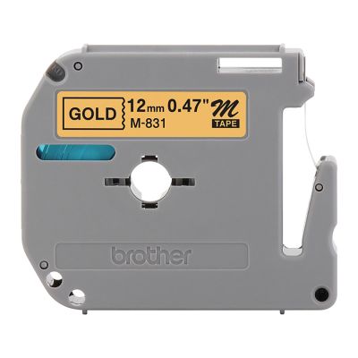 Fita Rotuladora Brother 12mmx8m Dourada Escrita Preta M831