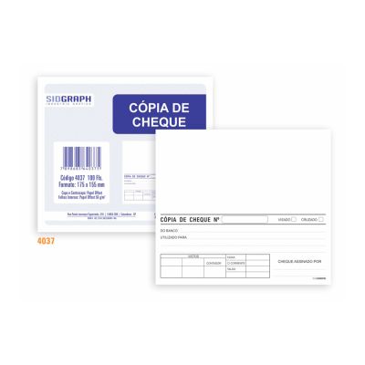 Guia Comercial Copia Cheque Branco 100fls 175x155 4037 Sidgraph