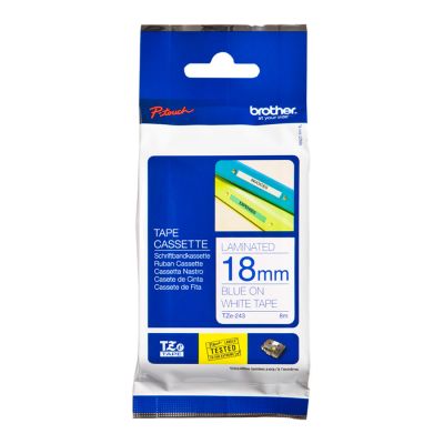Fita Rotuladora Brother 18mmx8m Branca Escrita Azul Tze243