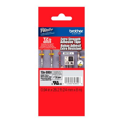 Fita Rotuladora Brother 24mmx8m Prata Escrita Preta Tzes951