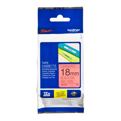 Fita Rotuladora Brother 18mmx8m Vermelha Escrita Preta Tze441