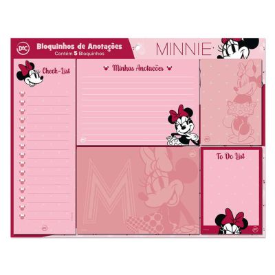 Conjunto De Bloco Anotações C/5 Minnie 3776 Dac