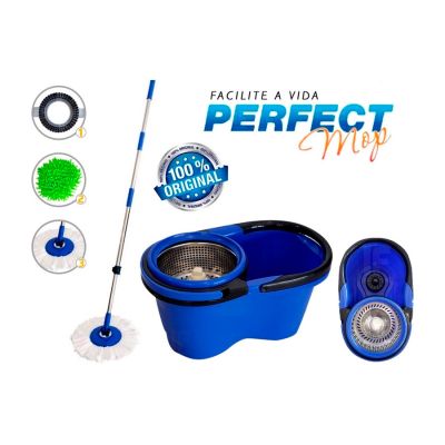 Balde Mop Esfregao Giratorio Perfect 3 Refis