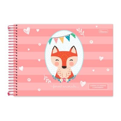 Caderno Cartografia Espiral Capa Dura 80fls Forest Animals Cadersil
