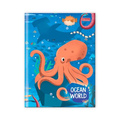 Caderno Linguagem Brochura Capa Dura 1/4 80fls Ocean Wolrd Cadersil