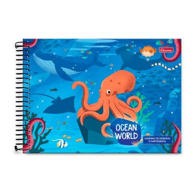 Caderno Cartografia Espiral Capa Dura 80fls Ocean World Cadersil