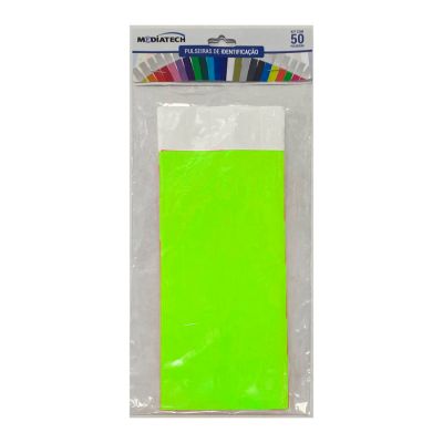 Pulseira Identificacao Verde Limao Laserpro C/50 Mediatech