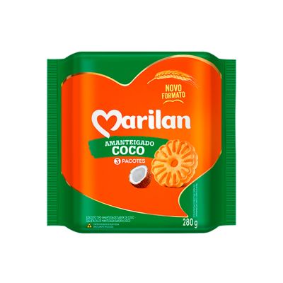 Biscoito Amanteigado Coco 280g Marilan