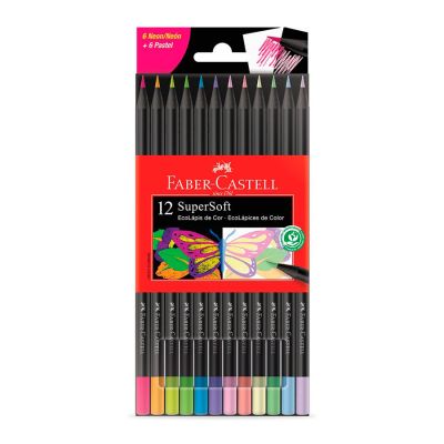 Lapis De Cor 12 Cores (6 Neon+6 Pastel) Supersoft Faber-castell 120712softnp
