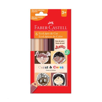 Lapis De Cor Ecolapis Jumbo Caras E Cores C/6 Faber-castell